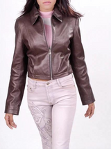 Women's Dark Brown Slim Fit Biker Leather Jacket Women's Dark Brown Slim Fit Biker Leather Jacket