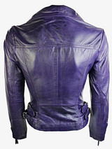 Womens Purple Fitted Leather Motorcycle Jacket
