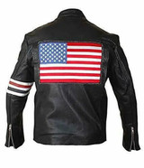 Men Black Rider USA Flag Motorcycle Leather Jacket Men Black Rider USA Flag Motorcycle Leather Jacket