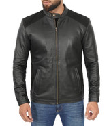 Men's Black Cafe Racer Real Leather Jacket Men's Black Cafe Racer Real Leather Jacket
