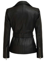 Women's Asymmetrical Black Real Leather Jacket