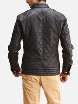 Mens Quilted Black Leather Jacket