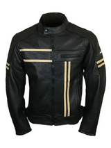 Mens Cafe Racer Black Motorcycle Leather Jacket