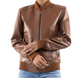 Women's Bomber Brown Real Leather Jacket