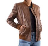 Women's Bomber Brown Real Leather Jacket Women's Bomber Brown Real Leather Jacket