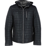 Men's Quilted Hooded Real Leather Jacket Men's Quilted Hooded Real Leather Jacket