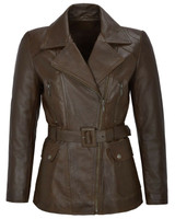 Women's Classic Mid Length Brown Trench Leather Coat Women's Classic Mid Length Brown Trench Leather Coat