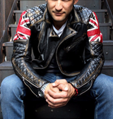 MENS BIKER UK FLAG LEATHER JACKET