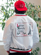 Home Alone Pizza Boy White Satin Varsity Jacket