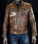 Mens Designer Classic American Choppers Vintage Motorcycle Brown Leather Jacket
