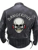 Mens Black Dangerous Biker Leather Motorcycle Jacket