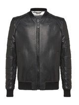Mens Bomber Black Leather Jacket Mens Bomber Black Leather Jacket