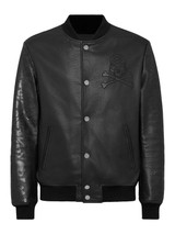 Mens Python Bomber Luxury Black Leather Jacket
