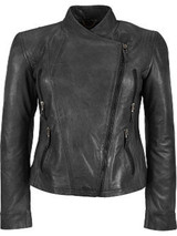 Woman's Atramentous Asymm BLack leather Jacket
