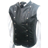 Men's Black Genuine Leather steel Boned Waistcoat Vest