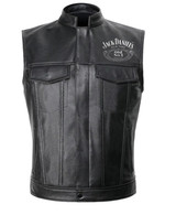 Mens Jack Daniels Black Leather Motorcycle Vest Mens Jack Daniels Black Leather Motorcycle Vest