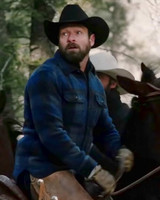 TV Series Yellowstone Ian Bohen Blue Flannel Jacket