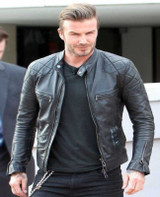 David Beckham Black Leather Jacket