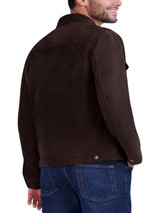 Men’s Dark Brown Suede Trucker Jacket
