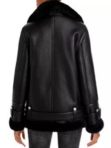 Womens Black Vintage Shearling Coat