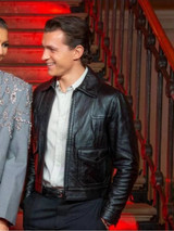 Spider-Man No Way Home Tom Holland Black Leather Jacket