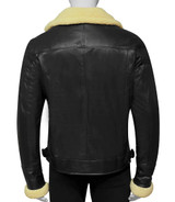 Mens Stylish Shearling Black Leather Jacket