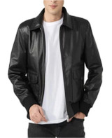 New Mens Black Bomber Moto Leather Jacket New Mens Black Bomber Moto Leather Jacket