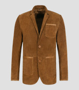 Mens Modish Camel Brown Leather Blazer