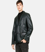 Mens Dark Green Leather Blazer Mens Dark Green Leather Blazer