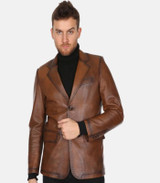 Mens Brown Casual Leather Blazer Mens Brown Casual Leather Blazer