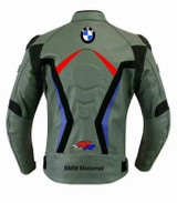 BMW Motorcycle Grey Leather Biker Jacket