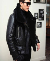 Men's Black B3 Sheepskin Bomber Jacket