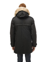 Mens Decent Black Long Hooded Jacket