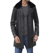 Mens Decent Black Shearling Leather Coat Mens Decent Black Shearling Leather Coat