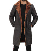 Mens Glamorous Dark Brown Shearling Leather Coat Mens Glamorous Dark Brown Shearling Leather Coat
