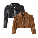 Girls Stylish Crop Leather Jacket Girls Stylish Crop Leather Jacket