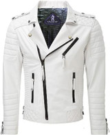 Mens Slim Fit White Leather Jacket Mens Slim Fit White Leather Jacket
