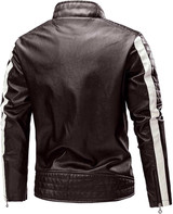 Men's Quilted Shoulder Striped Motorcycle Café Racer Jacket