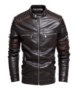 Men's Stylish Zipper Leather Motorcycle Jacket