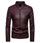 Mens Stand Collar Smooth Leather Motorcycle Jacket Mens Stand Collar Smooth Leather Motorcycle Jacket