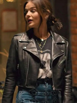 Nicole Matthew Puppy Love Lucy Hale Black Biker Leather Jacket Nicole Matthew Puppy Love Lucy Hale Black Biker Leather Jacket