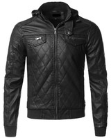Men's Casual Quilted Black Biker Leather Jacket Men's Casual Quilted Black Biker Leather Jacket