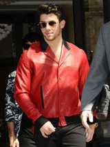 Nick Jonas Red Bomber Jacket Nick Jonas Red Bomber Jacket