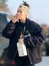 Miley Cyrus Black Bomber Jacket