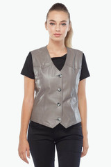 Genuine Leather Women's Leather Vest Taupe Genuine Leather Women's Leather Vest Taupe