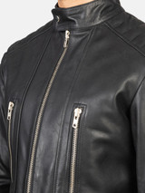 Men’s Black Padded Biker Leather Jacket