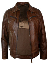 Men’s Biker Belted Brown Leather Jacket