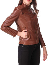 Brown Motorcycle Leather Jacket For Women’s