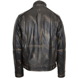 Mens Vintage Cafe Racer Distressed Leather Jacket