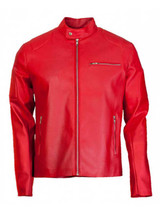 Men's Red Leather Cafe Racer Jacket Men's Red Leather Cafe Racer Jacket